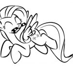 Czarno-biała kolorowanka Fluttershy z My Little Pony dla dzieci.