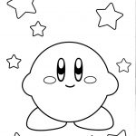 Kolorowanka Kirby z gwiazdkami do druku dla dzieci.