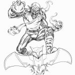 Dziecięca kolorowanka goblin z mieczem i batmanem.