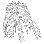 Kolorowanka do wydrukowania z motywem Gundam dla dzieci.