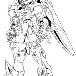 Szkic Gundam do kolorowania dla dzieci, idealny do druku.