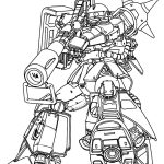 Szkic Gundam do kolorowania dla dzieci, idealny do druku.
