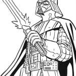 Postać Darth Vader z Gwiezdnych wojen do kolorowania dla dzieci.