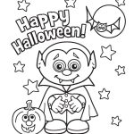 Czarno-biała kolorowanka Drakula i halloweenowe elementy dla dzieci.