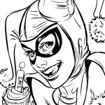 Harley Quinn w maskaradzie, kolorowanka do druku dla dzieci.