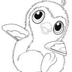Słodki hatchimal do kolorowania dla dzieci, linia do druku.
