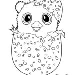 Kolorowanka Hatchimals z uroczą pisklęcą głową i skorupą do pokolorowania.