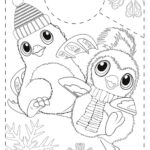 Kolorowanka Hatchimals z dwoma uroczymi stworkami i śnieżynkami.