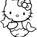 Kolorowanka Hello Kitty jako syrenka do druku dla dzieci.