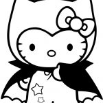 Czarno-biała kolorowanka Hello Kitty jako wampir dla dzieci.