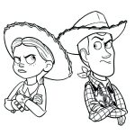 Kolorowanka Jessie i Buzz z Toy Story do druku dla dzieci.