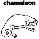 Prosta czarno-biała kolorowanka chameleon do drukowania dla dzieci.