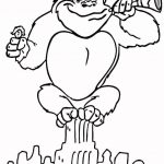 Kolorowanka King Kong z czapką świętego Mikołaja do druku.