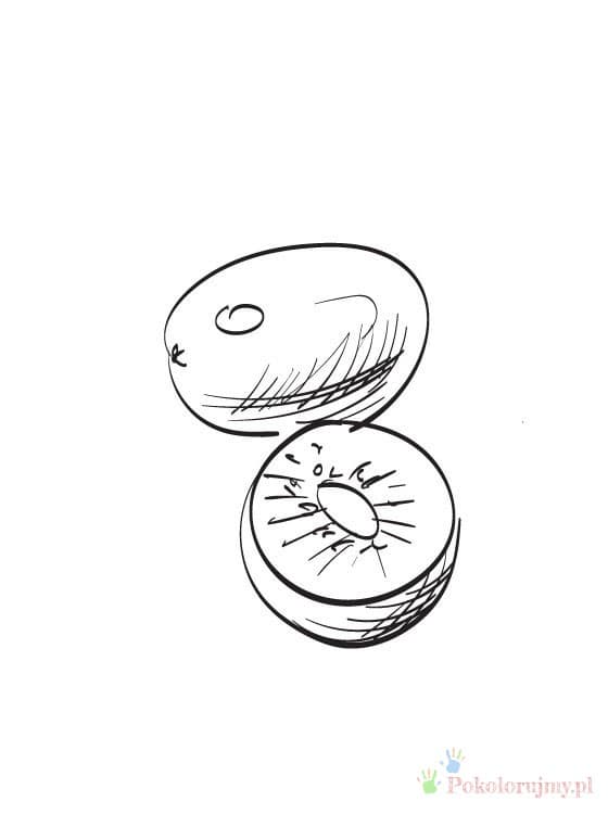 Całe kiwi i połówka Cały owoc kiwi i przekrojona połówka z nasionami
