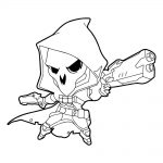 Postać Reaper z gry Overwatch w stylu do kolorowania.