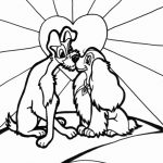 Walentynkowa kolorowanka Disney z dwoma psami dla dzieci.