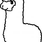 Lama do kolorowania dla dzieci, czarno-biała ilustracja.