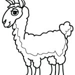 Lama do kolorowania dla dzieci, czarno-biała ilustracja.