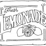 Kolorowanka z cytrynami i napisem 'Fresh Lemonade' do wydrukowania.
