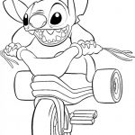 Stitch z filmu Lilo i Stich na rowerze, do wydrukowania dla dzieci.