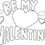 Kolorowanka z napisem Be My Valentine i sercem do pokolorowania.