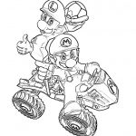 Mario Kart kolorowanka do druku dla dzieci z Mario i Luigi na quadach.