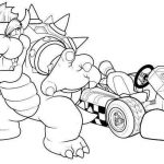 Kolorowanka Bowser z Mario Kart i samochód do wydruku.