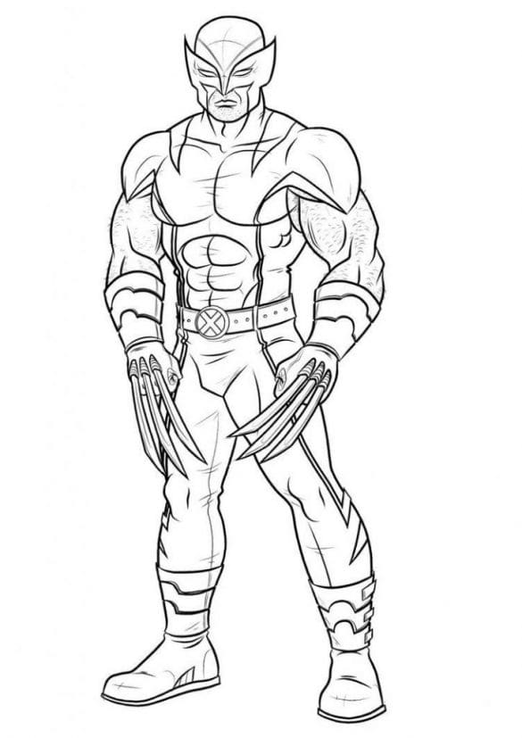 Wolverine - kolorowanka Marvel do druku Wolverine z wysuniętymi pazurami - kolorowanka do wydrukowania