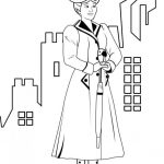 Mary Poppins z parasolką, kolorowanka do wydrukowania dla dzieci.