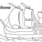 Szablon do kolorowania statku Mayflower dla dzieci.