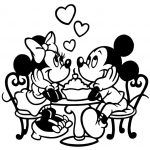 Walentynki Disney - Myszki Mickey i Minnie na randce z sercami.