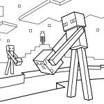 Kolorowanka Minecraft z postaciami i blokami do wydrukowania.