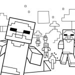 Kolorowanka Minecraft do druku dla dzieci, postacie i krajobrazy.
