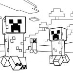 Kolorowanka Minecraft z Creeperami do druku dla dzieci.