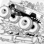 Monster truck do kolorowania, pojazd terenowy dla dzieci.
