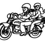 Dzieci na motocyklu do kolorowania, motocykl dla dzieci, kolorowanka do druku.