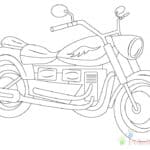 Prosta kolorowanka motocykla dla dzieci do druku.