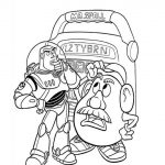 Kolorowanka do wydrukowania Mr Potato Head i Buzz Lightyear.
