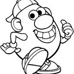 Czarno-biała kolorowanka Mr Potato Head do druku dla dzieci.