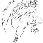 Kolorowanka Naruto do wydrukowania dla dzieci, postać ninja w dynamicznej pozie.