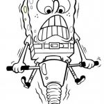 SpongeBob w akcji, gotowy do kolorowania, z dynamiczną pozą i wyrazem twarzy.