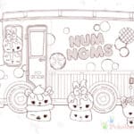 Kolorowanki Num Noms do druku dla dzieci, pojazd z postaciami Num Noms.