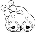 Kolorowanka Num Noms z dużymi oczami i kokardą na głowie.
