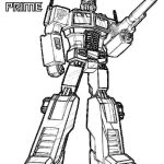 Szkic Optimus Prime, postać z Transformers, do kolorowania dla dzieci.