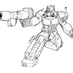 Szkic postaci Optimus Prime do kolorowania dla dzieci.