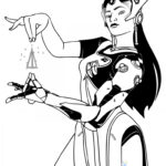 Kolorowanka do wydrukowania z postacią z Overwatch dla dzieci.