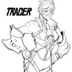 Kolorowanka Tracer z gry Overwatch do druku dla dzieci.