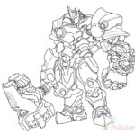 Szkic postaci z gry Overwatch do kolorowania dla dzieci.
