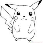 Czarno-biała kolorowanka Pikachu dla dzieci do wydrukowania.