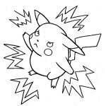 Pikachu z elektrycznymi błyskawicami do kolorowania dla dzieci.
